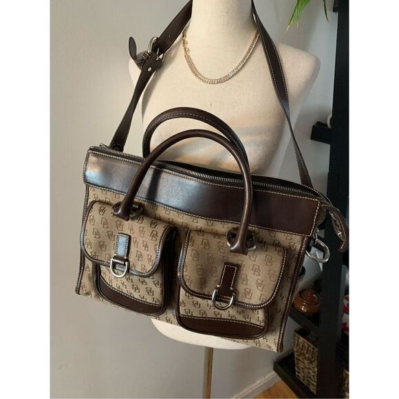Dooney and bourke brown and tan handbag shoulder bag - Picture 1 of 6